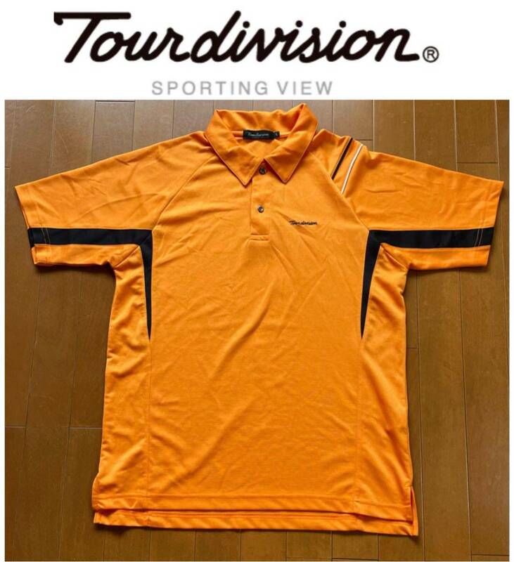 ★Tourdivision ツアーディビジョン★さらっとした着心地！オレンジカラーメンズラグラン半袖ポロシャツ/L