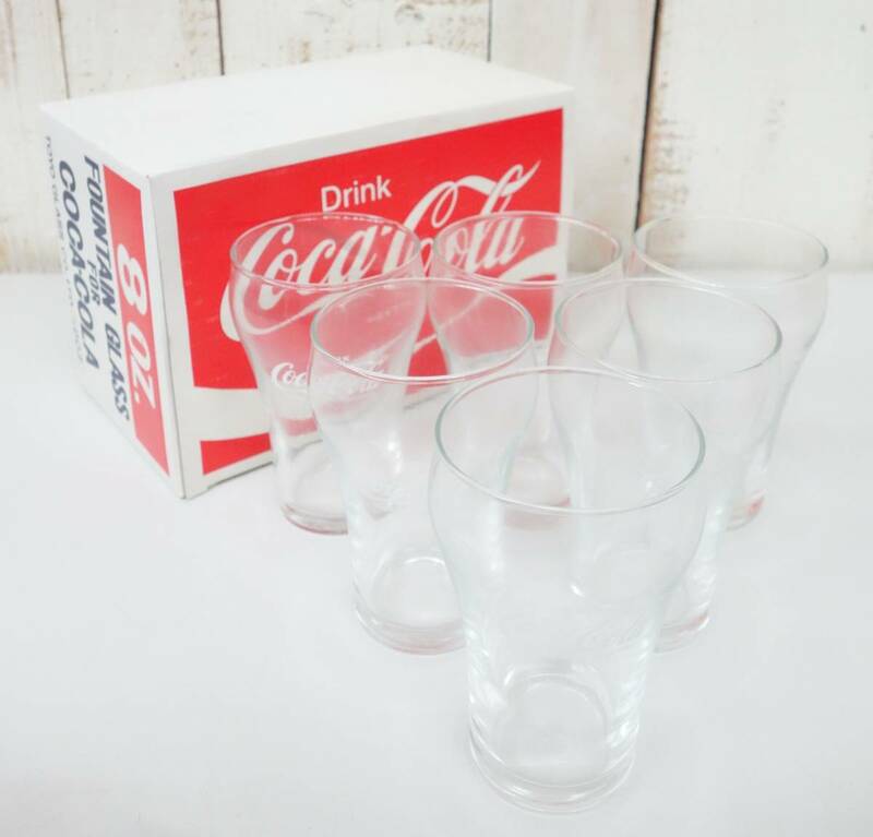 レトロコレクション　当時物 ＊Coca-Cola　コカコーラ 　＊8OZ FOUNTAIN GLASS ファウンテングラス ＊1/2DOS 六個セット＊ 東洋ガラス製　
