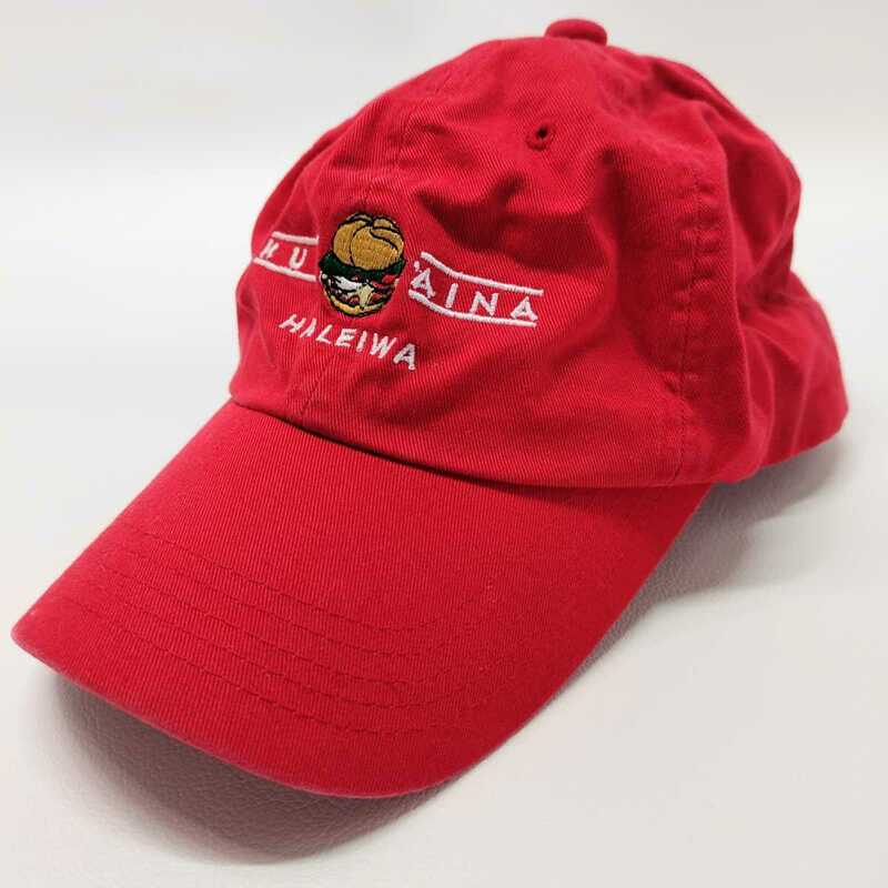 KUAAINA クア・アイナ　コットンキャップ　帽子 レッド　綿100 フリーサイズ