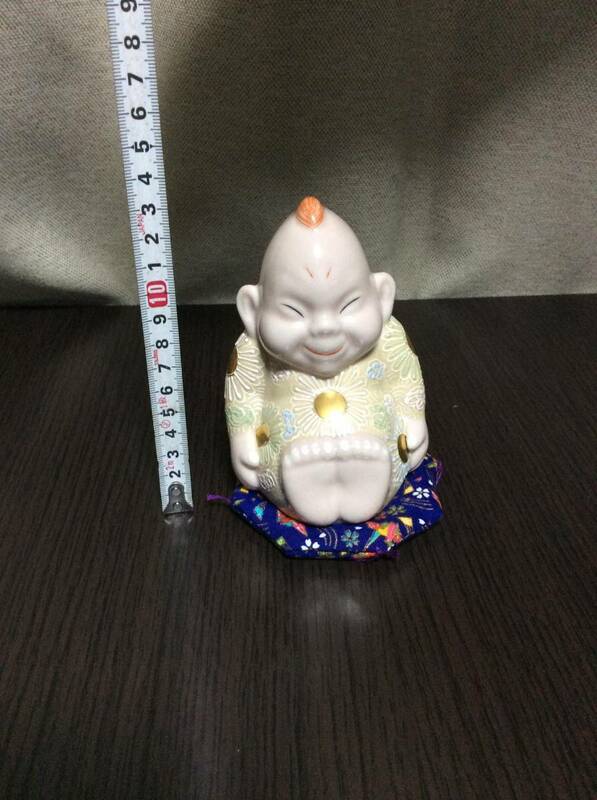 九谷焼 ビリケン 高さ12cm 幸運 幸福 縁起 置物 陶器 人形 フィギュア