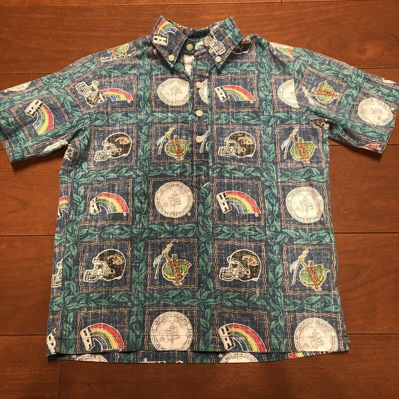 reyn spooner レインスプーナー 半袖シャツ アロハシャツ ハワイ kids キッズ　M 10～12 ハワイ大学　アメフト　HAWAII UH レインスプナー