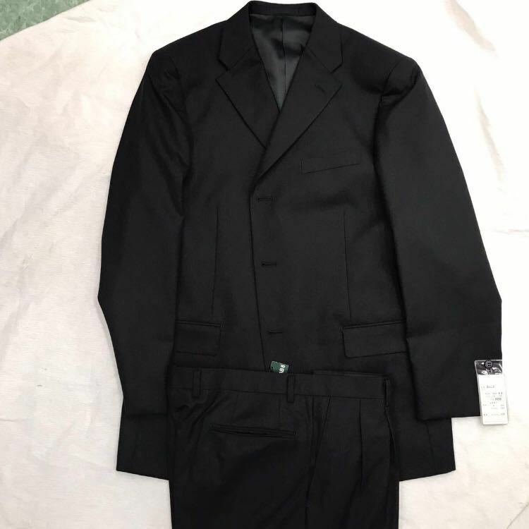新品　未使用　タグ付き　3つボタンブラックスーツ　フォーマル　サイズYA8 サイドベンツ　2タック　オールシーズン　冠婚葬祭　礼装　礼服