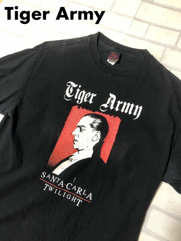 Tiger Army ビンテージTシャツ バンドT M CINDER BLOCK タイガーアーミー 半袖Tシャツ メキシコ製 古着 黒 ブラック レア