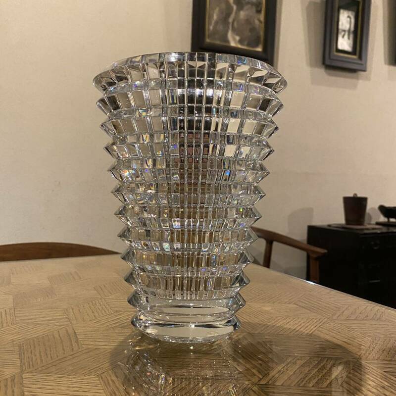GM5A① バカラ　クリスタルガラス フラワーベース　花瓶　花入　高さ23.5センチ重さ4.6キロ