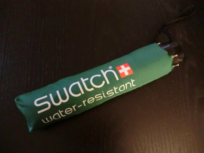 スイス SWATCH スウォッチ 時計 非売品 限定品 傘 折りたたみ傘 未使用 希少 レア物 ノベルティ 緑色 アンティーク インテリア オブジェ 