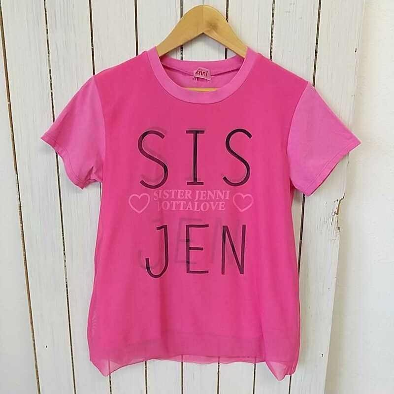 【激安！最終値下げ！】 e12 JENNI ジェニィ重ね素材 Tシャツ 160センチ ピンク トップス 半袖Tシャツ レース シアー素材 JSブランド