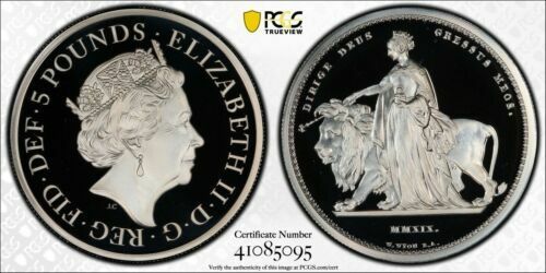 イギリス 銀貨 プルーフ ￡5ウナとライオン2オンスPCGS PR69DCAMコイン 硬貨