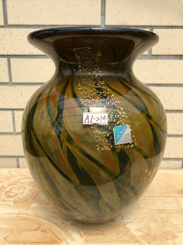 ◆うつわ屋◆懐かしの昭和レトロ★【A1】手造り吹きガラス花瓶 art Glass＜21④＞