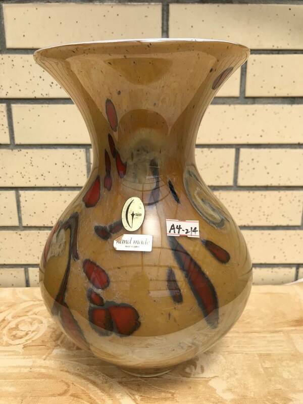 ◆うつわ屋◆懐かしの昭和レトロ★【A4】手造り吹きガラス花瓶 art Glass＜21④＞