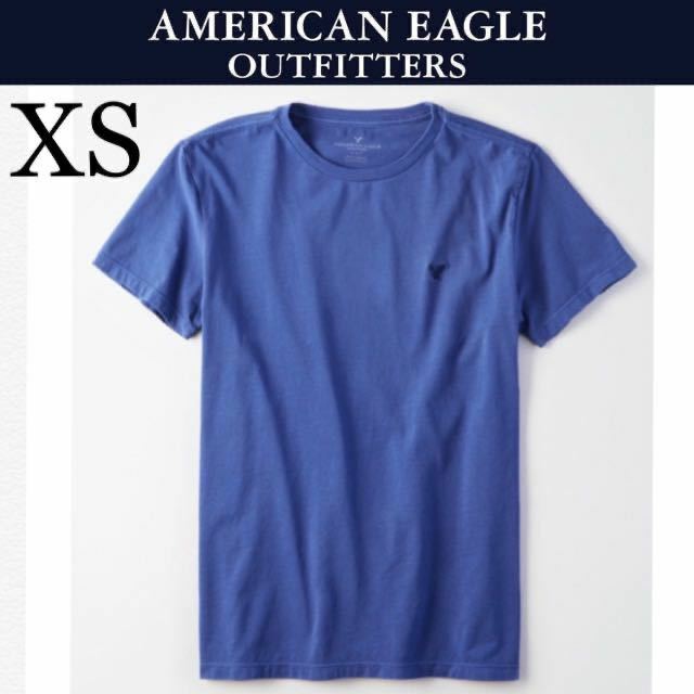 新品タグ付き☆American Eagleワンポイント半袖TシャツXS　青ブルー　アメリカンイーグル