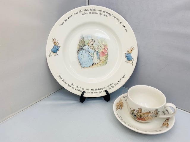 WEDGWOOD/ウエッジウッド ピーターラビット カップ＆ソーサー＆プレート皿 3点セット