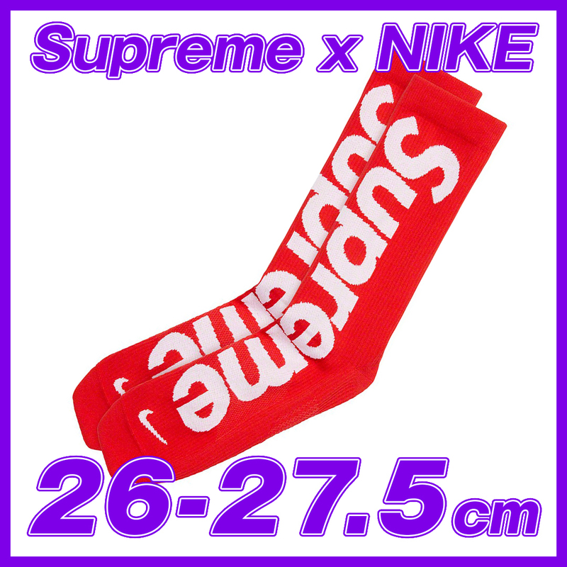 1459　Supreme/Nike Lightweight Crew Socks 26～27.5㎝　Red　シュプリーム　ナイキ　ライトウエイトクルーソックス　26～27.5ｃｍ　赤