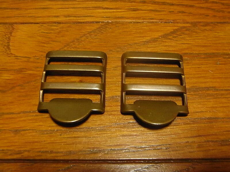 レア　真鍮 無垢　ラダーロック　1インチ　25mm幅　2個セット　未使用品　調節 金具　アウトドア　バッグ　リュック
