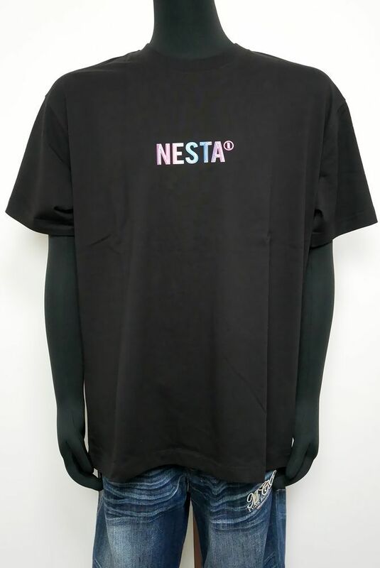 新品 正規 NESTA BRAND ネスタ 212NB1005 ビッグシルエット3DグラデロゴT 半袖 Tシャツ トップス ブラック L 