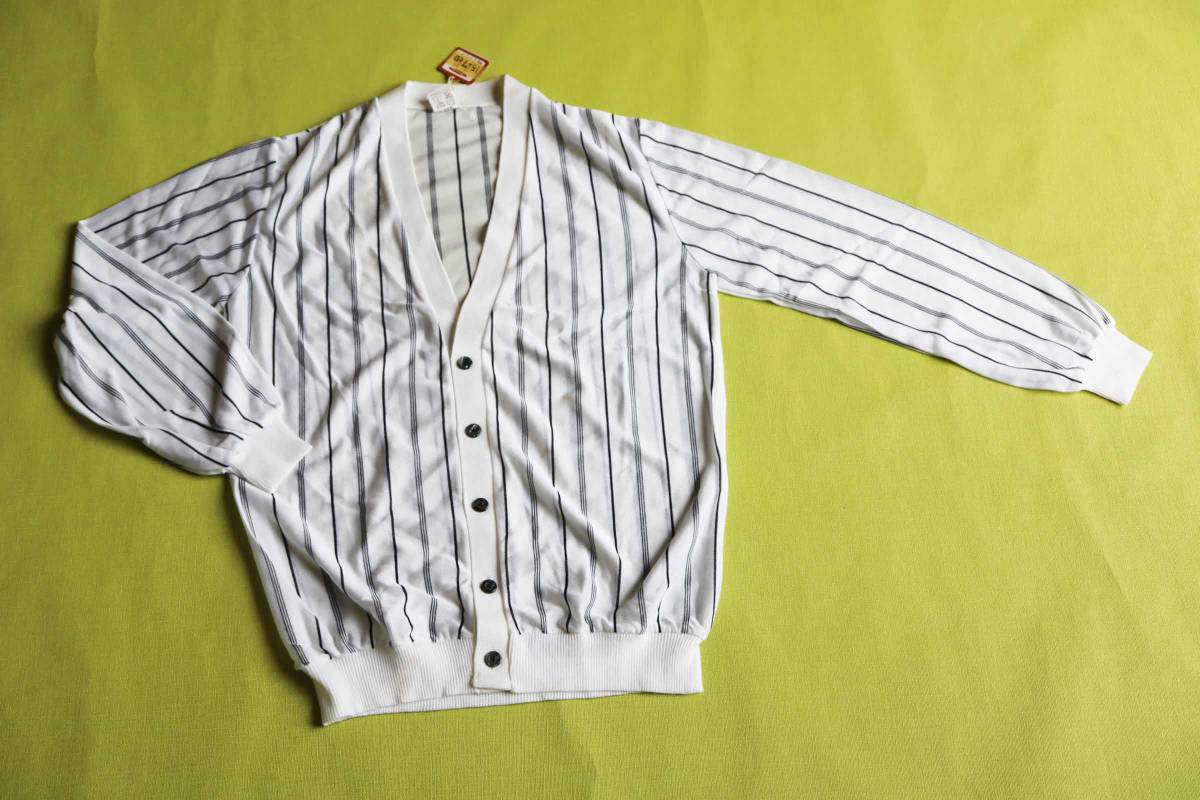 1533-白160　昭和レトロVINTAGEビンテージ　男児　カーディガン法事　白　150-160㎝　わけあり　日本製　未使用　新古品　長期保管品