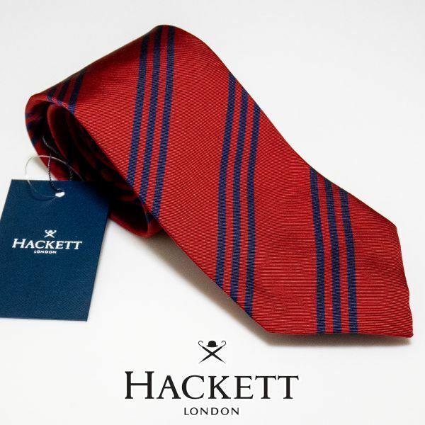 ☆ N4 新品 HACKETT LONDON ハケットロンドン ネクタイ シルク/コットン レジメンタルタイ クリックポスト対応