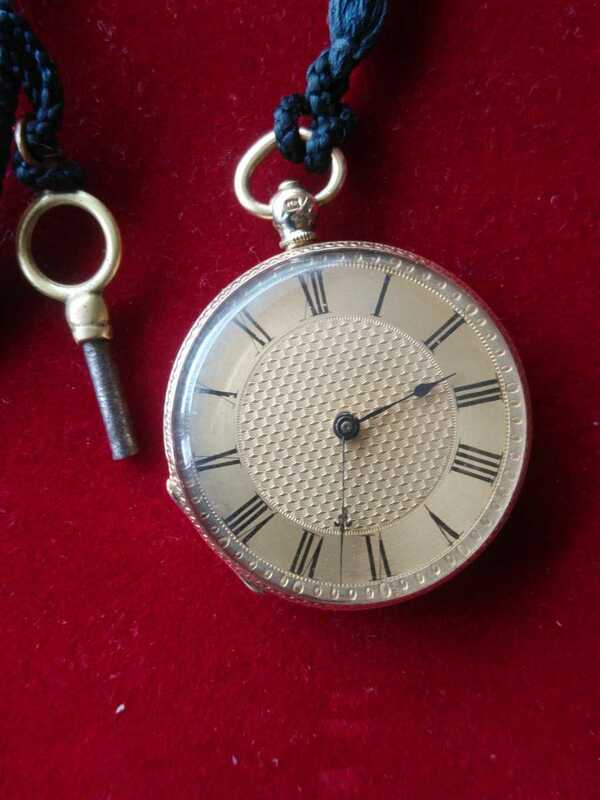 希少品　アンティーク 　鍵巻き懐中時計 K18金無垢ケース / メンズ 機械式 ゴールド 金側時計