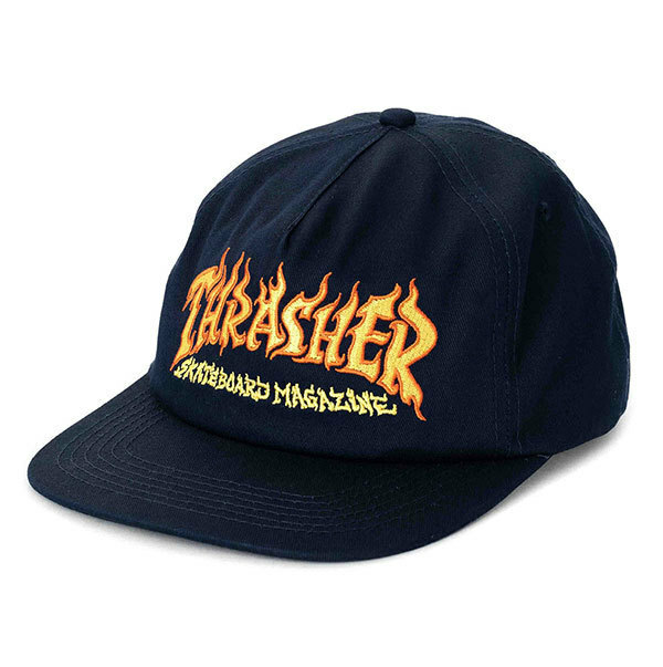Thrasher (スラッシャー) US キャップ スナップバックハット Fire Logo Snap-Back Hat Navy スケボー SKATE SK8 スケートボード