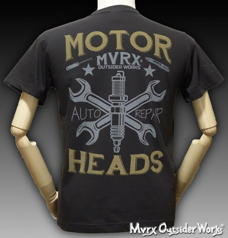 レディース Tシャツ 半袖 バイク 車 MVRX ブランド MOTORHEADS モデル / スミ黒 ブラック