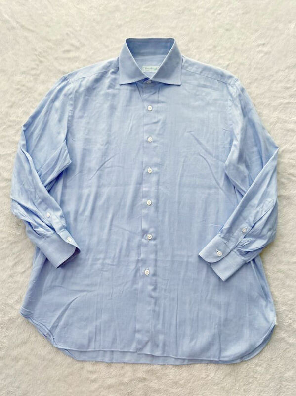 Errico Formicola size43-17 イタリア製長袖シャツ ドレスシャツ メンズ みずいろ エリコフォルミコラ