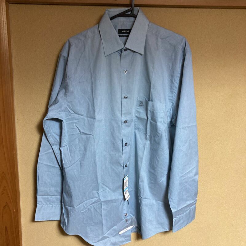 【1500円スタート売り切り】 ALFANI アルファニ メンズ 長袖シャツ サイズM（XLのサイズ感）ブルーとグリーンの中間色 未使用