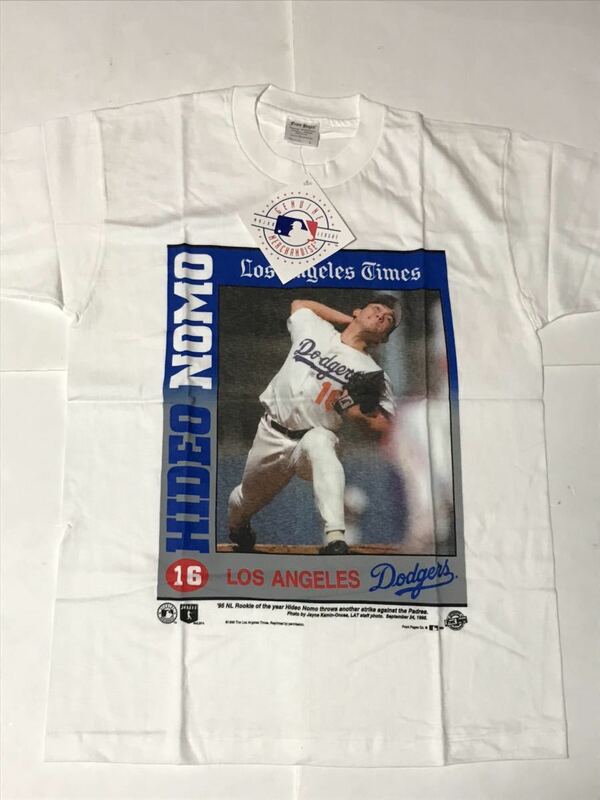 新品 デッドストック★野茂英雄 NOMO Tシャツ USA製 90s ドジャース Dodgers MLB メジャーリーグ ベースボール ロサンゼルスタイムズ