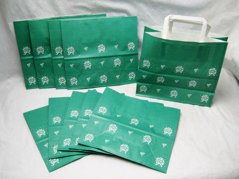 Takeyama ハイバッグ 9枚 H平24-ブーケ グリーン 紙袋 手提げ 花束 角底袋 新品 ギフト ラッピング プレゼント 持ち運び おしゃれ