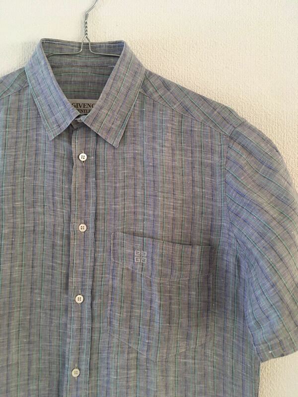 GIVENCHY GENTLEMAN PARIS チェックシャツ 半袖 シャツ ストライプシャツ ジバンシィ Made in Italy イタリア製 80s-90s ヴィンテージ