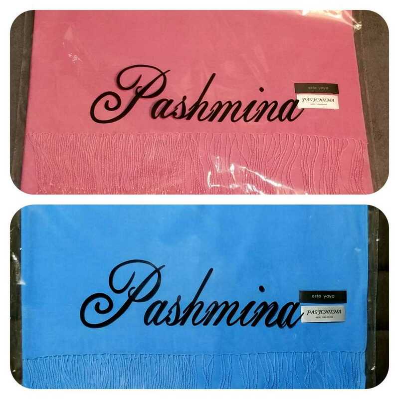 パシュミナ ストール ブルー ピンク 2枚 セット 新品 未使用 ショール マフラー 大判 薄手 軽量 カシミヤ