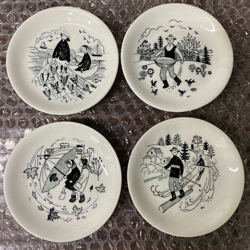 ARABIA アラビア エミリア ミニプレート 絵皿 フィンランド 4枚 セット 直径約9.3cm 食器