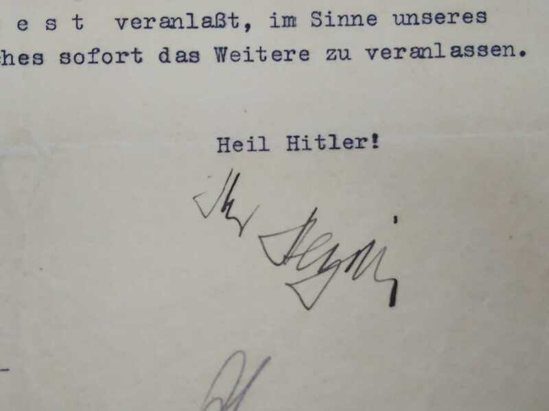 即決・極稀★ナチス親衛隊中将、保安警察長官R・ハイドリヒ自筆サイン入書簡(1938年３月17日アンシュルツ直後)ーヒトラー