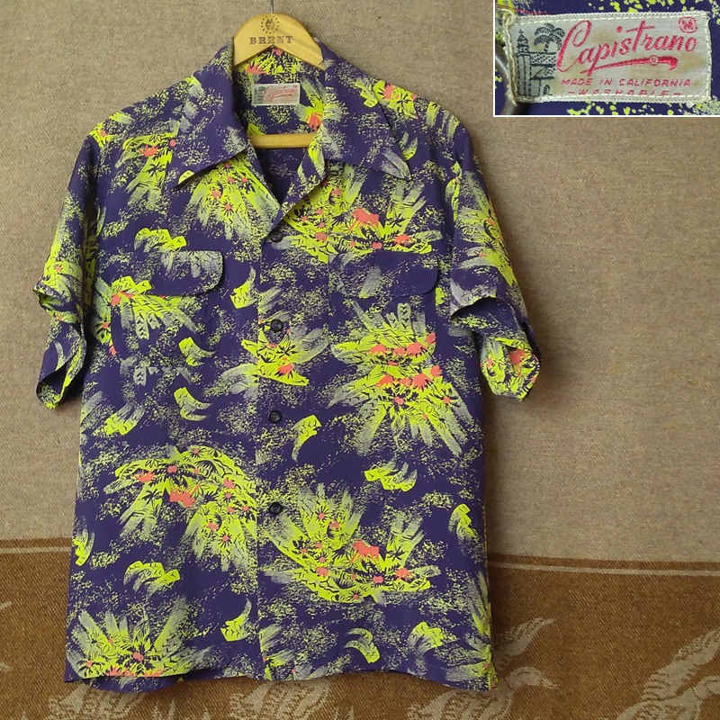 アトミック【Capistrano】50s Rayon Hawaiian Shirt / 50年代 レーヨン ハワイアン シャツ アロハ オープンカラー ヴィンテージ ロカビリー