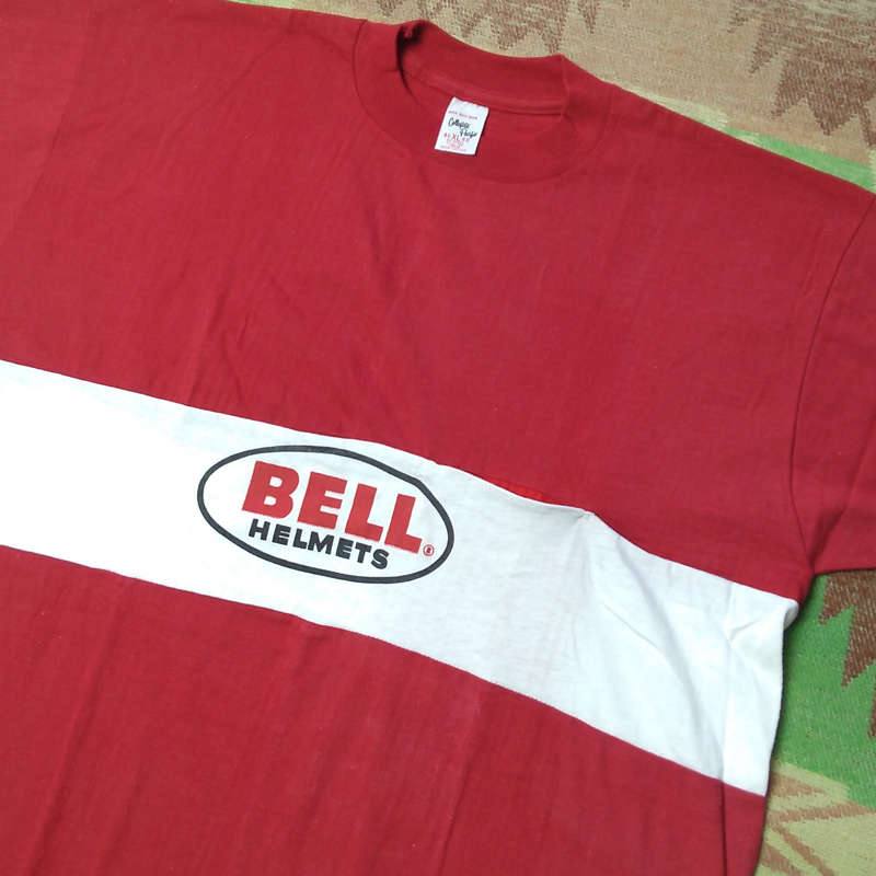 Dead-Stock【BELL HELMETS】60s70s Print T-Shirt/ 70年代 ベル ヘルメット Tシャツ ポケット ホットロッド バイク ヴィンテージ 60年代60s