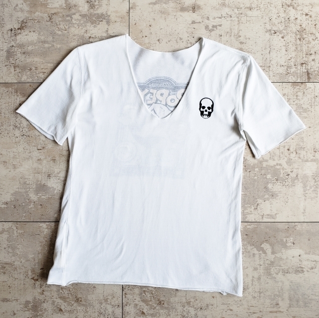 ルシアン ペラフィネ × ポパイ コラボ Tシャツ XS コットン ホワイト Vネック スカル イタリア製 lucien pellat finet