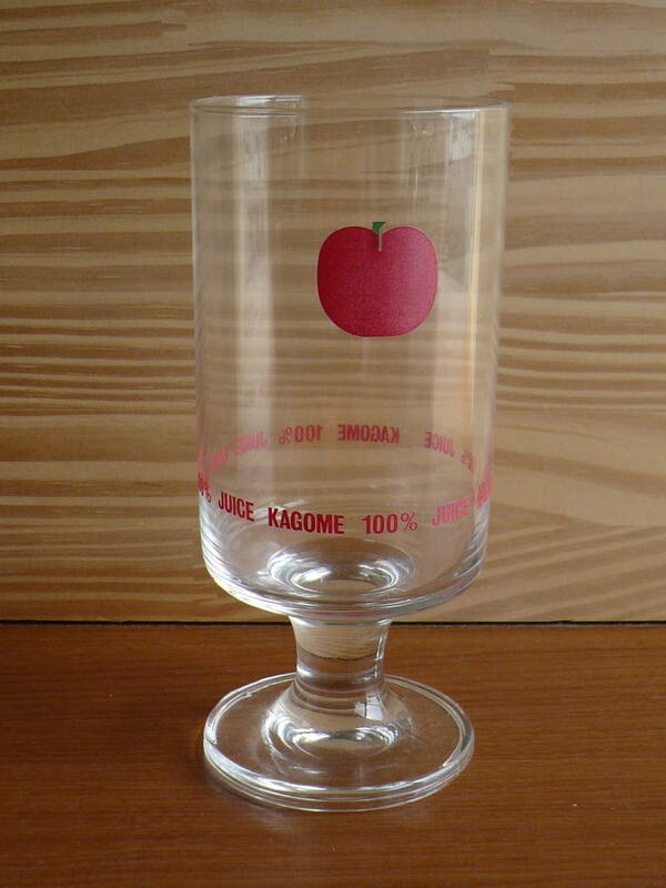 カゴメ ファッションジュースグラス KAGOME FASHION JUICE GLASS 昭和レトロ コップ グラス 脚付き　カゴメジュース 箱あり 30年くらい前