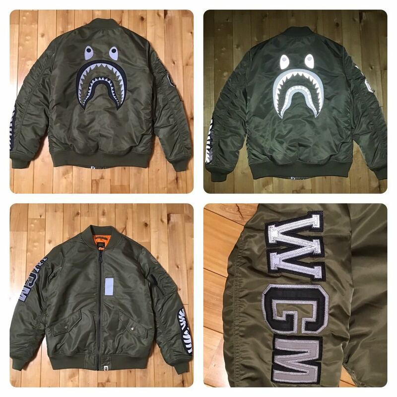 REFLECTOR SHARK MA-1 bomber jacket Mサイズ a bathing ape BAPE エイプ ベイプ アベイシングエイプ シャーク ジャケット WGM