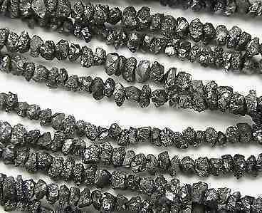 天然ブラックダイヤモンド原石　ビーズ（Ｓ）　チップ　1連（約38cm）【91777a】