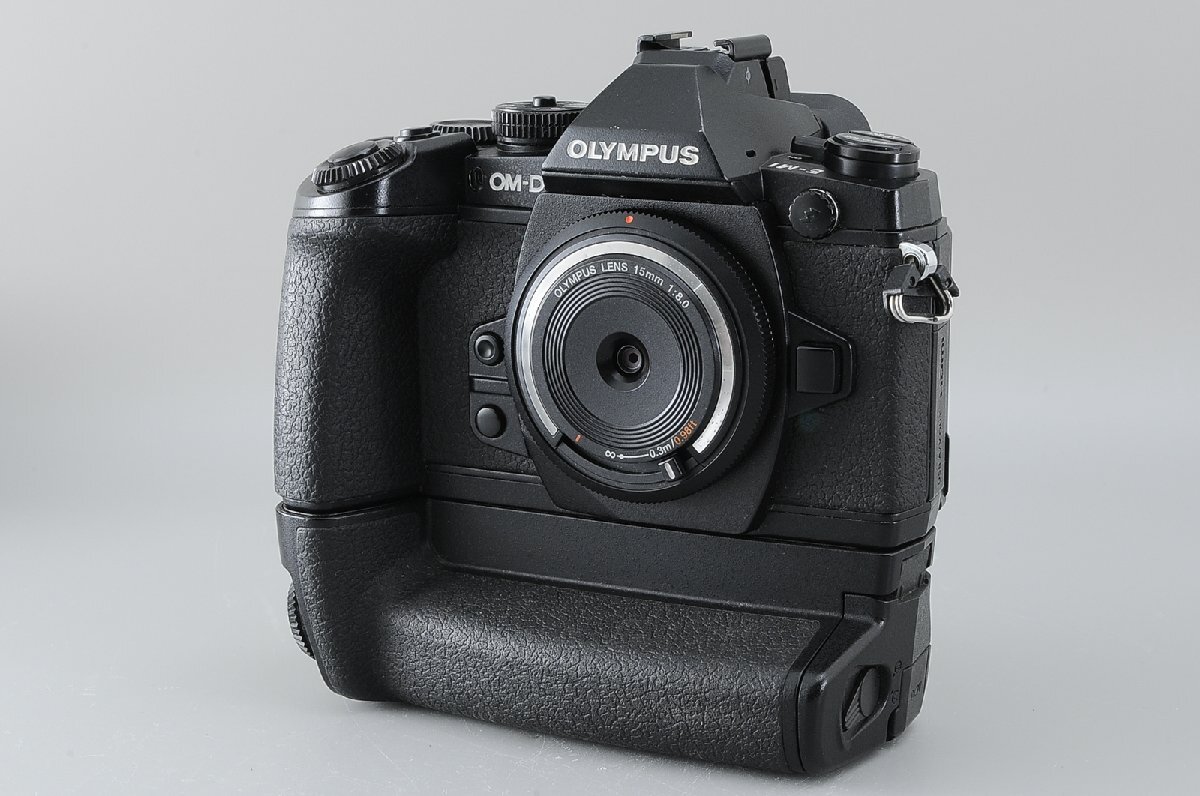 ◆難あり◆オリンパス OLYMPUS OM-D E-M1 ボディ + HLD-7 バッテリーホルダー, BCL-1580 ボディキャップレンズ 15mm F8.0 #12894