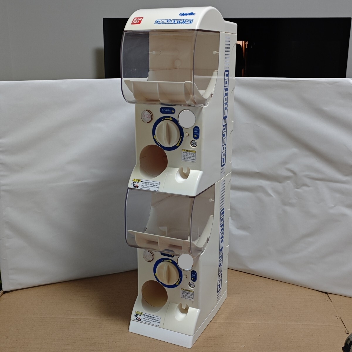 廃盤品 旧型 2段重ね バンダイ 公式 ガシャポンマシン カプセルステーション 1/2 レトロ ガチャガチャ マシン 筐体 玩具 BANDAI フィギュア