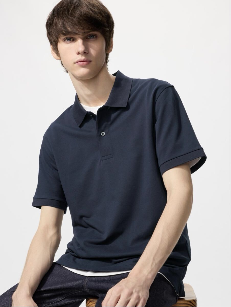 UNIQLO ユニクロ ドライカノコ ポロシャツ (半袖) ネイビー 紺 Lサイズ