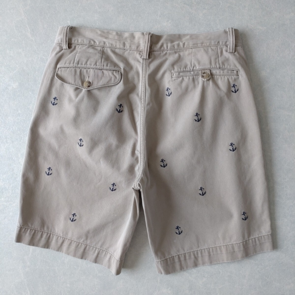 ■古着 POLO RALPH LAUREN ポロラルフローレン ハーフパンツ ショート 短パン CLASSIC FIT ベージュ 総柄 TALON製ジッパー W34【L6325】