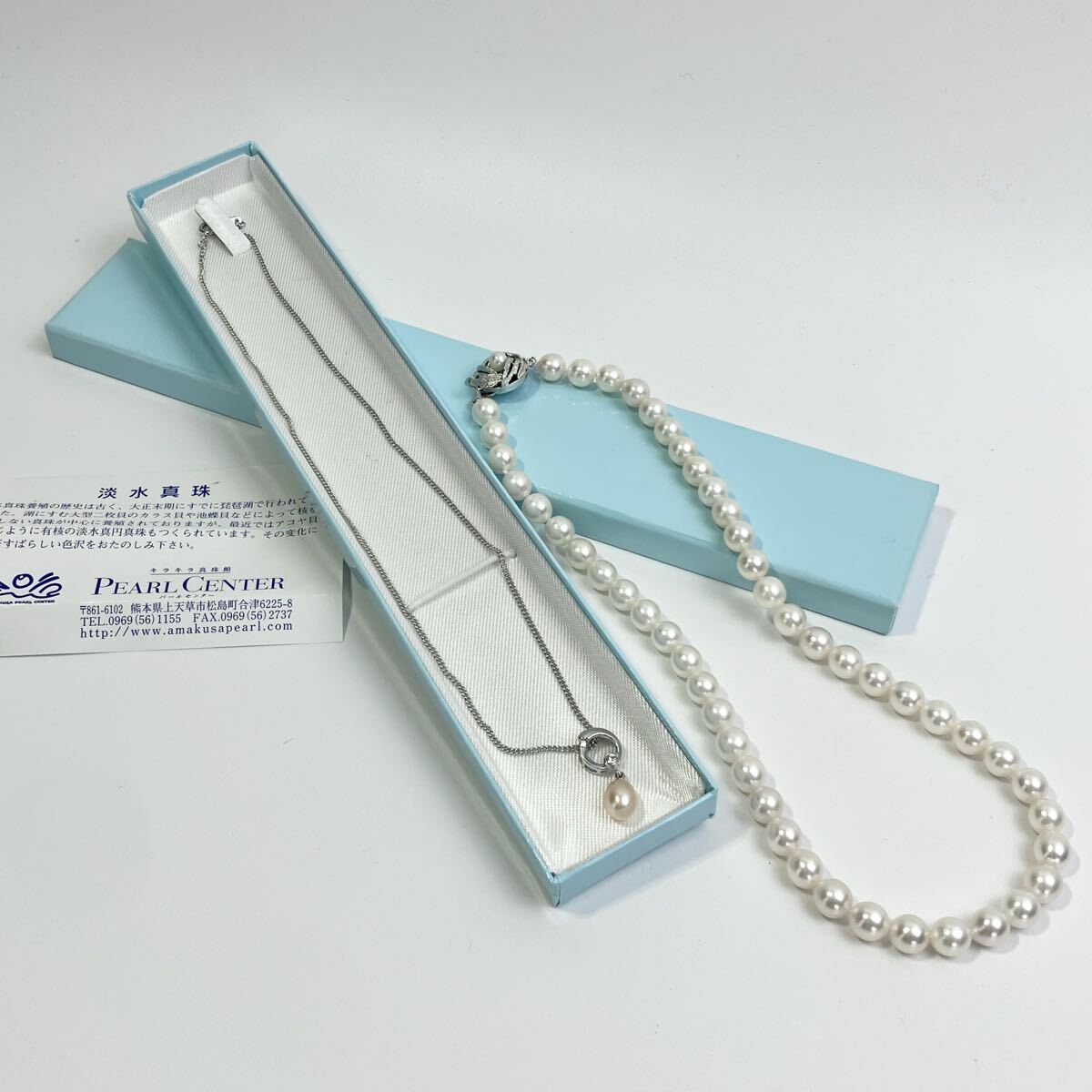 パールネックレス 2点まとめ 淡水真珠 一粒パール silver刻印 Perl necklace 冠婚葬祭 真珠 SILVER 淡水パール