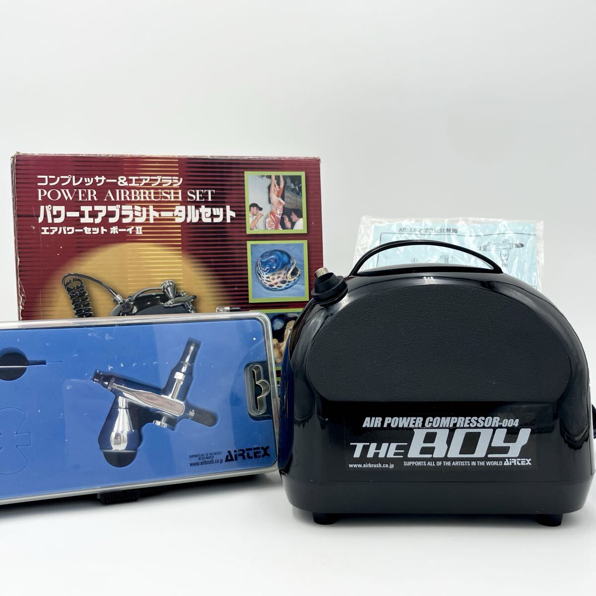起動確認済み コンプレッサー＆エアブラシ APC-004 エアブラシ塗装用ミニコンプレッサー 中古品 現状品