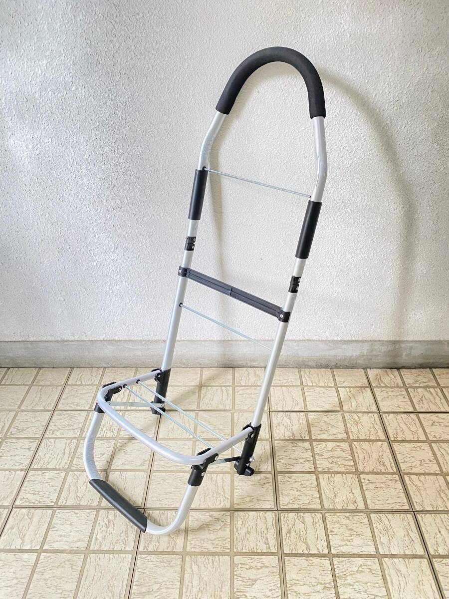 【未使用】軽量 キャリーカート 折りたたみ ハンドキャリー 2輪 大径タイヤ 荷物 運搬 アウトドア 買い物 0602