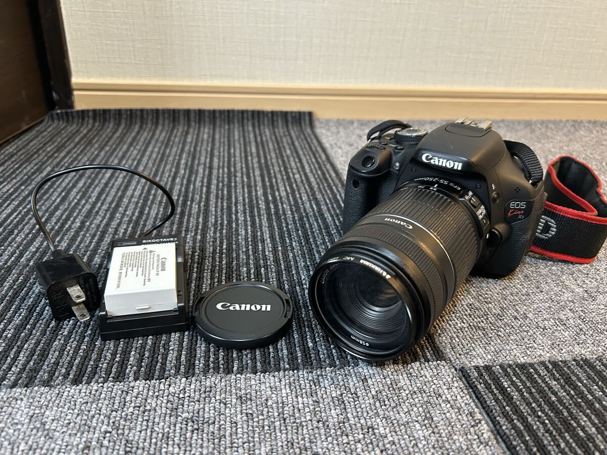Canon EOS kiss X5 DS126311 デジタル一眼レフ カメラ　EF-S 55-250mm レンズ　通電のみ確認済み　A_295