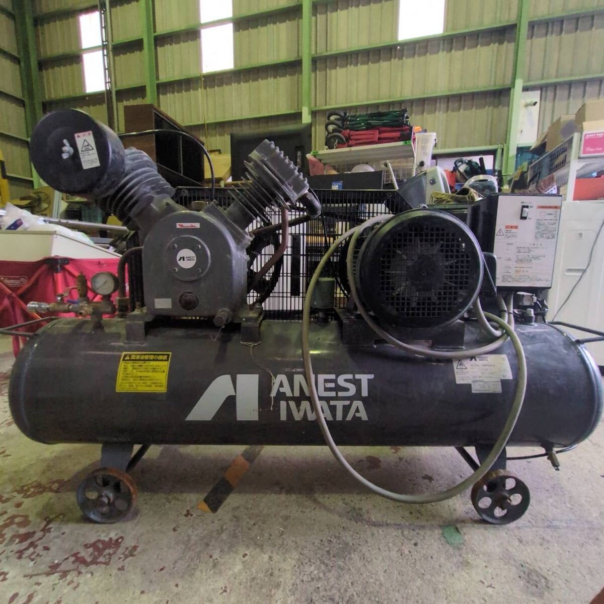 岸170 長崎市引取限定 ANEST IWATA アネスト岩田 コンプレッサー TLP37EG-10 レシーバー 100L FUKUHARA製 P01-2E付 60hz 200V