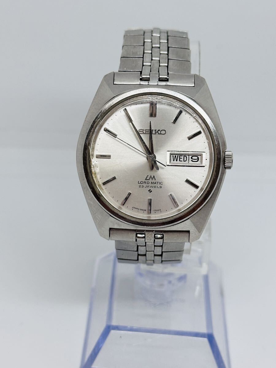No.22 SEIKO LORD MATIC LM 5606-7000 23石 自動巻 シルバー文字盤 メンズ腕時計 35mm 稼働品 中古