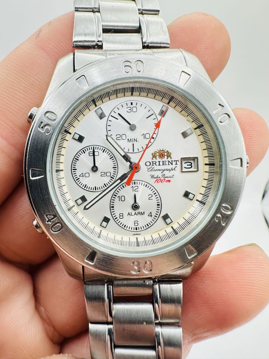 P100 ORIENT Alarm Chronograph TA0H-C00 クォーツ クロノグラフ アラーム デイト 100m防水 メンズ 中古 ORIENT