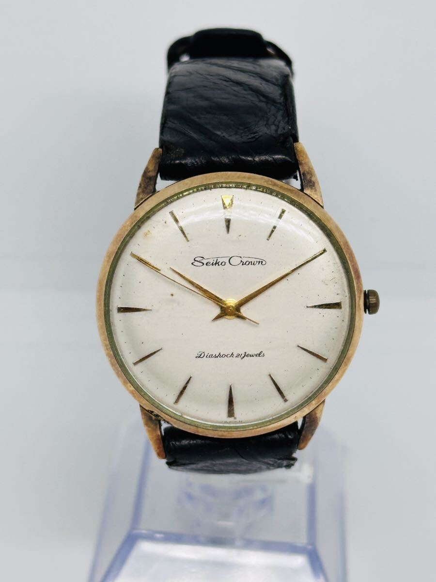 No.11 SEIKO Crown Diashock 21石 メンズ 手巻き ゴールドカラー 35mm ヴィンテージ 中古