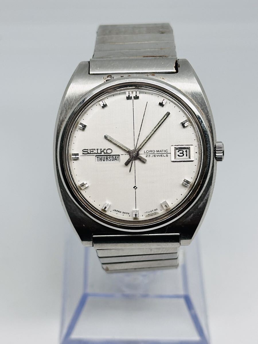 No.12 SEIKO LORD MATIC 5606-7050 23石 メンズ シルバー 自動巻き デイデイト 35mm 稼働品 中古 SEIKO セイコー